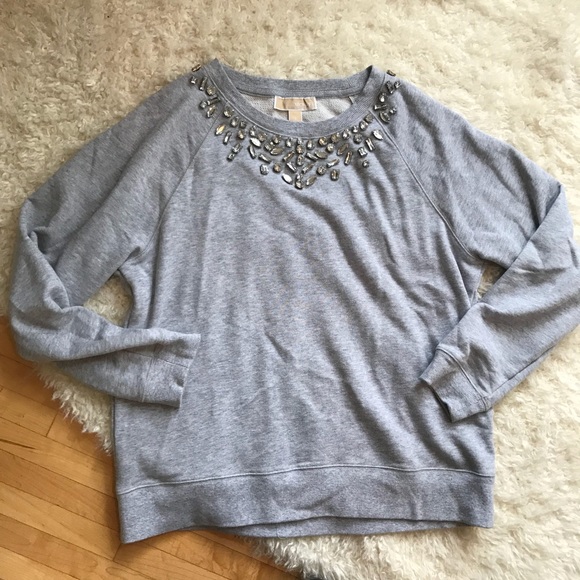 Michael Kors gorgeous jeweled grey sweatshirt - Picture 2 of 5